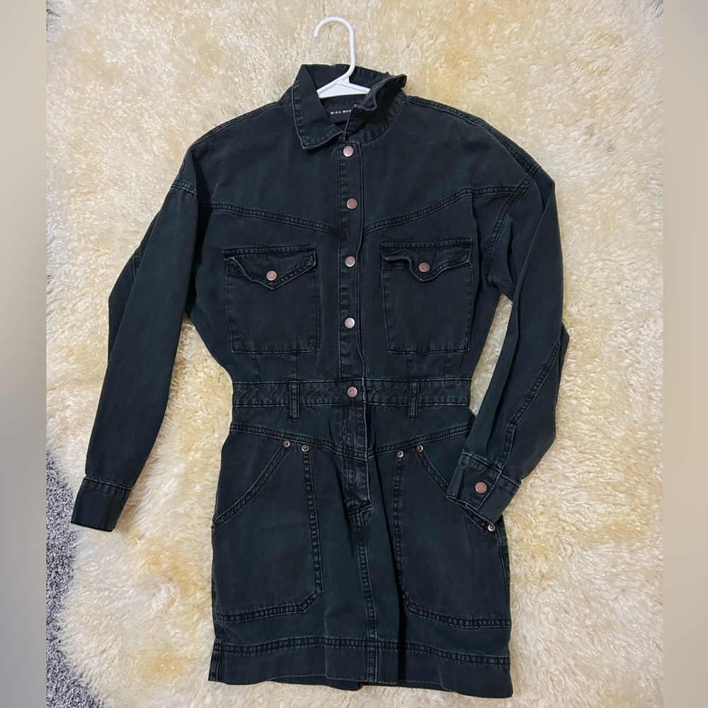 MIOU Muse washed out black denim dress size smal